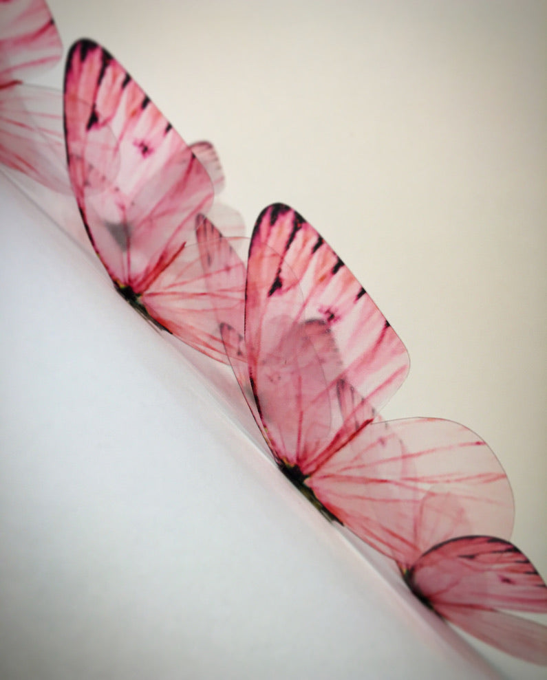 Vintage pink butterflies | plastic transparent butterflies | 3D decorative butterflies | butterfly wall art installation