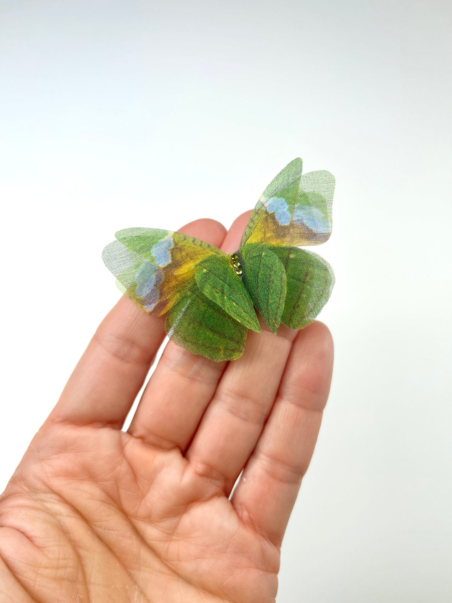 Green forest silk organza butterfly | 3D butterfly appliqué | spring wedding | bridal boho accessory | veil & flower bouquet decor