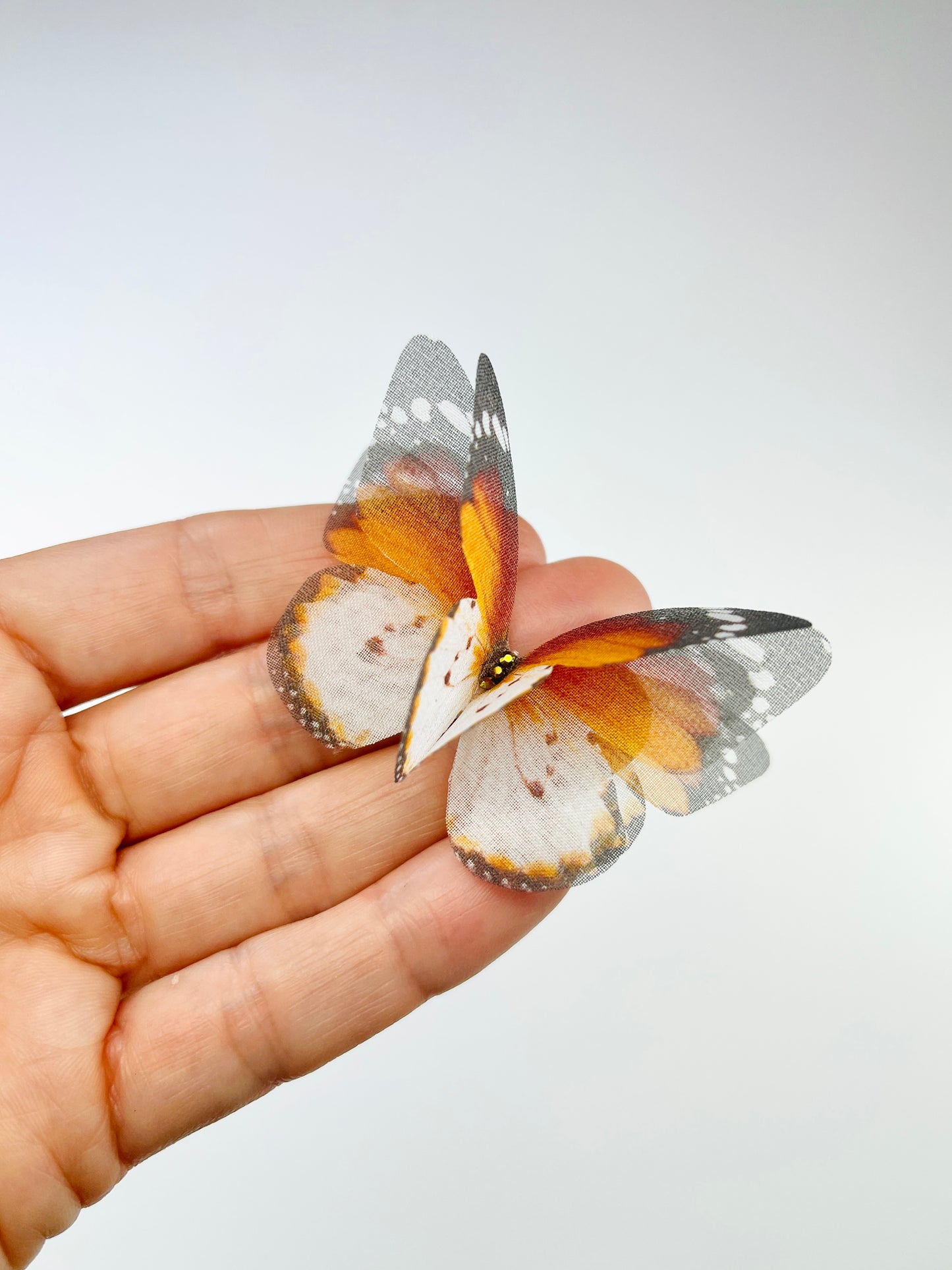 Brown & white monarch silk organza butterfly | bouquet Accent | wedding dress applique | bridal Veil, boutonniere