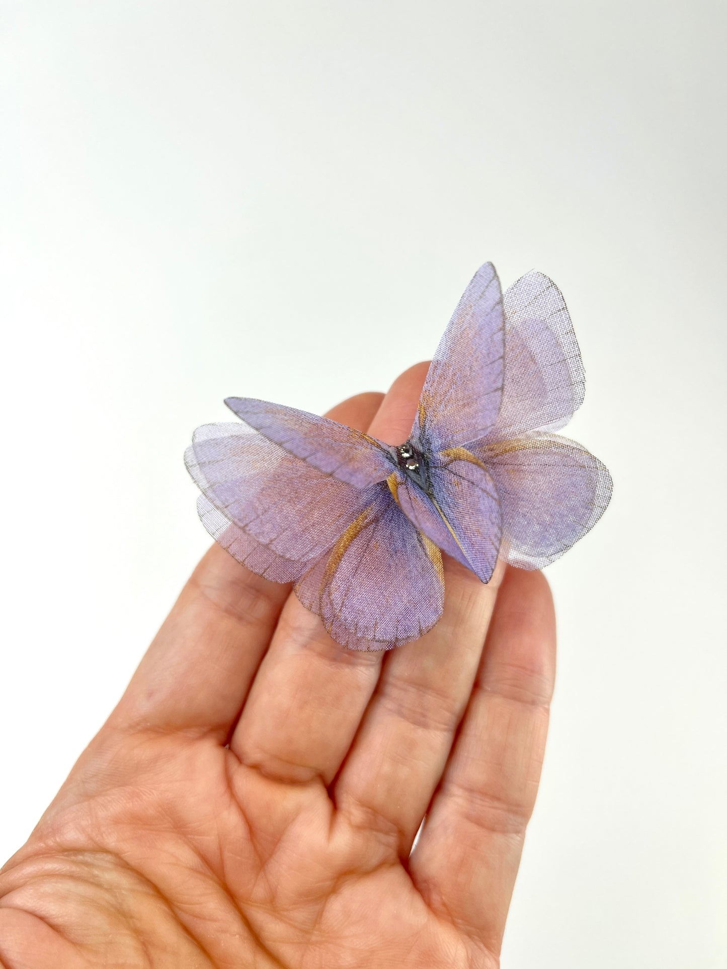 Blush lavender silk organza butterfly | wedding bouquet | soft lavender silk accessory | bridal hair butterfly pins