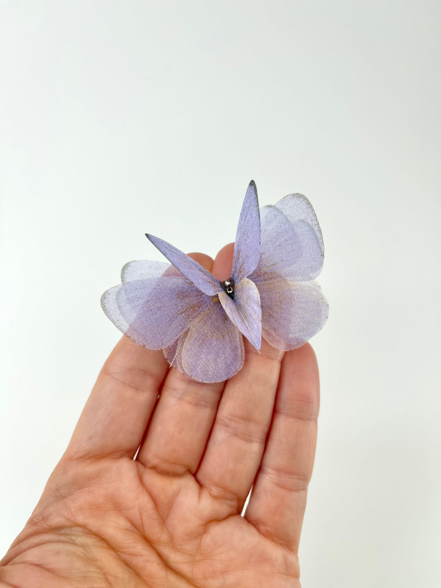 Lavender mist silk organza butterfly | wedding bouquet | pure silk 3D Fabric appliqué | bridal shoes accessories