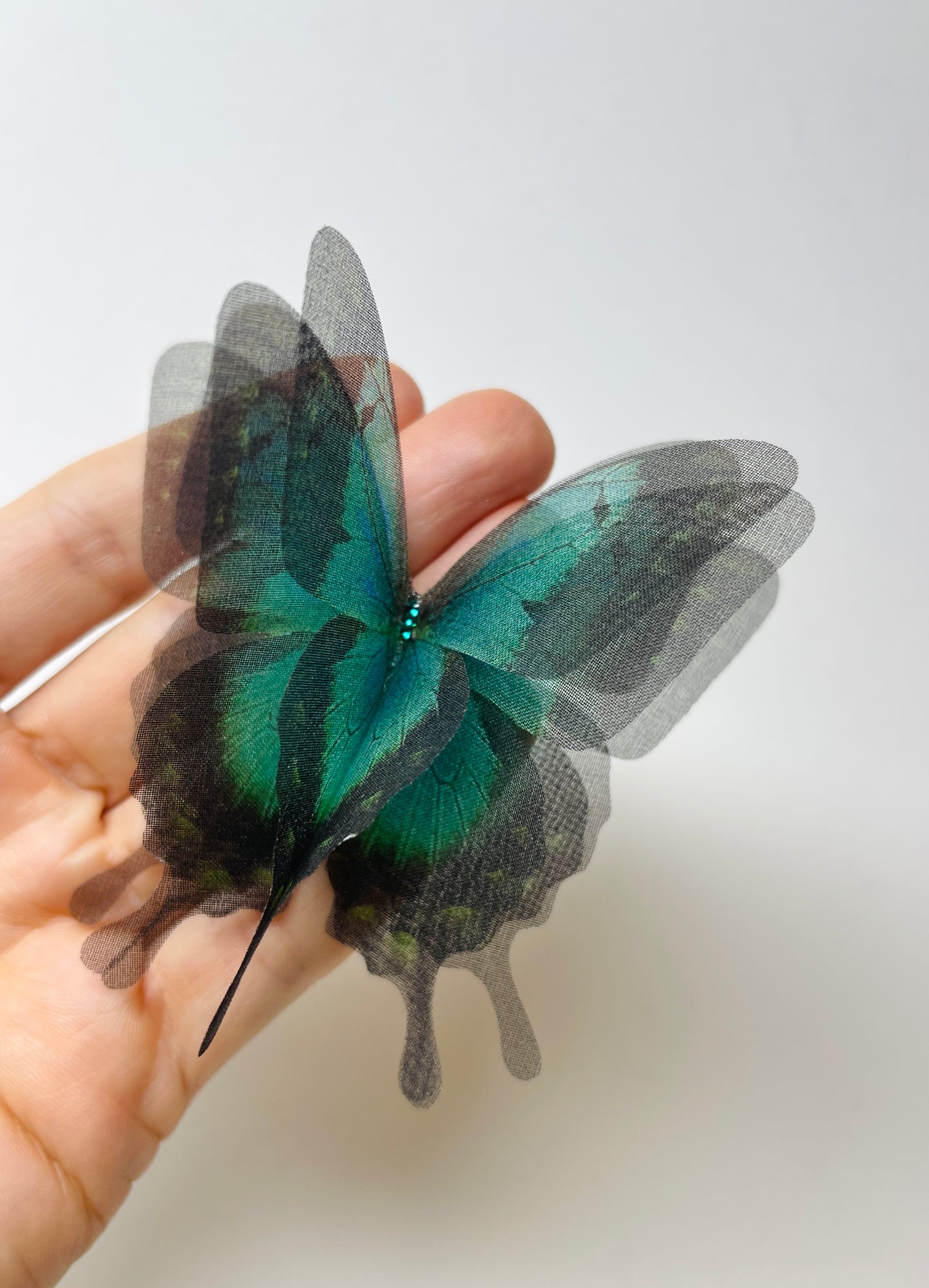 Emerald green silk organza butterfly | bouquet Accent | wedding dress applique | bridal veil, boutonniere (Copy)