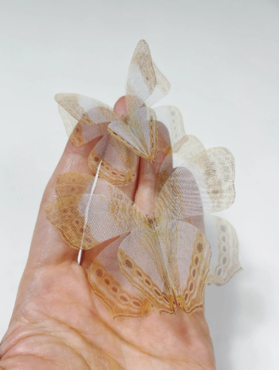 Beige and white silk organza butterfly | wedding veil | bridesmaid accessories | bridal veil hair pins