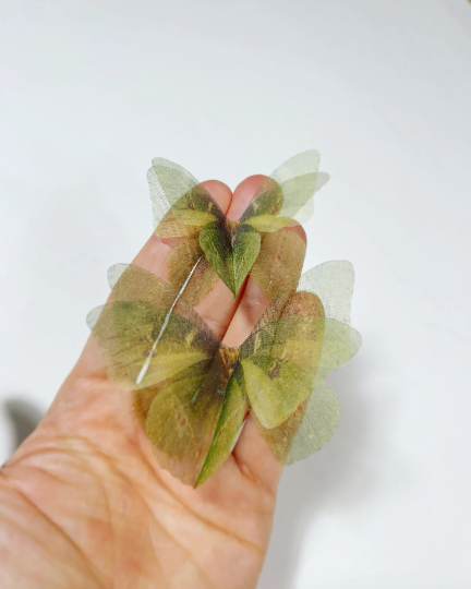Sage green silk organza butterfly | bridal bouquet | wedding dress applique | wedding invitations