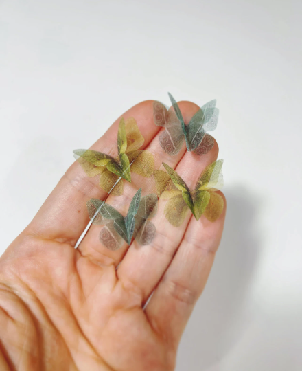 Spring greens silk organza butterfly | wedding veil | wedding dress applique | wedding invitations