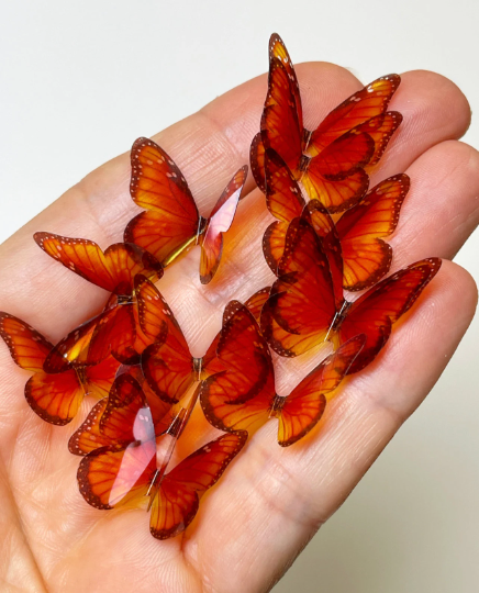 Miniature charms | Monarch butterflies| plastic transparent butterflies | 3D decorative butterflies | butterfly wall art installation