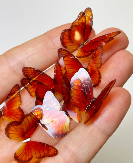 Miniature charms | Monarch butterflies| plastic transparent butterflies | 3D decorative butterflies | butterfly wall art installation