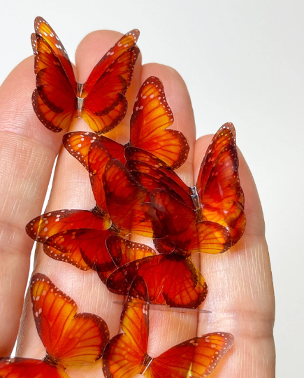 Miniature charms | Monarch butterflies| plastic transparent butterflies | 3D decorative butterflies | butterfly wall art installation