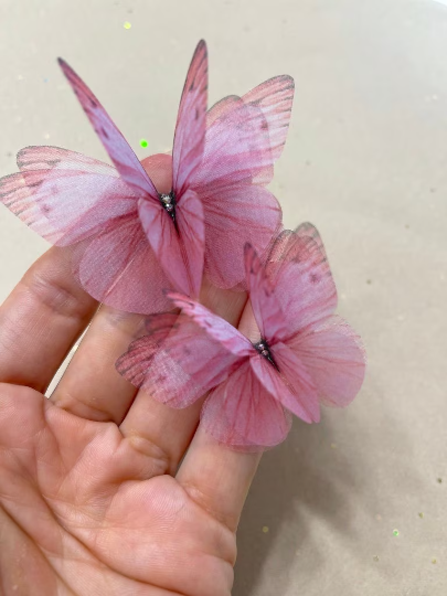 Vintage pink silk butterflies