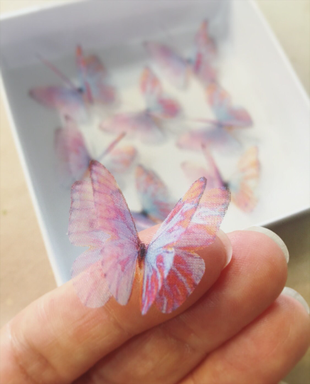 Pink Unicorn silk organza butterfly | wedding veil | wedding dress applique | wedding bouquet