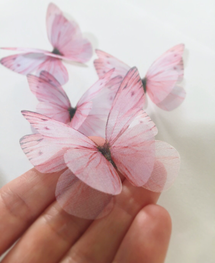 Light pink silk organza butterfly | wedding invitations | wedding dress applique | wedding bouquet