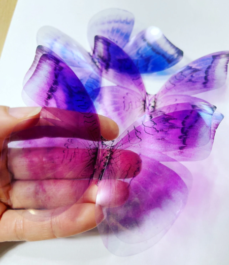 Pink purple butterflies | plastic transparent butterflies | 3D decorative butterflies | butterfly wall art installation