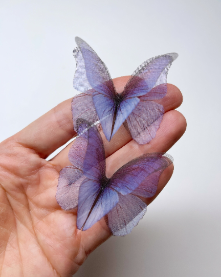 Purple blue rainbow silk organza butterfly | wedding veil | wedding dress applique | wedding bouquet