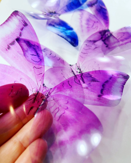 Pink purple butterflies | plastic transparent butterflies | 3D decorative butterflies | butterfly wall art installation