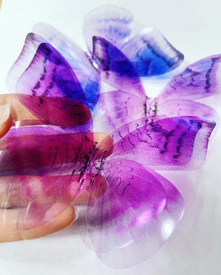 Pink purple butterflies | plastic transparent butterflies | 3D decorative butterflies | butterfly wall art installation