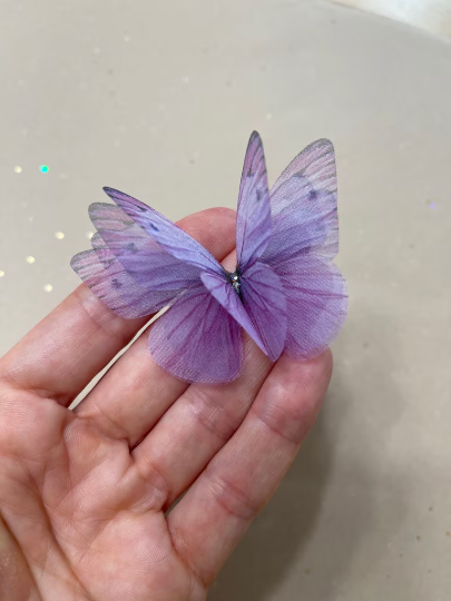 Lavender silk organza butterfly | Wedding bouquet | wedding dress applique | bridal shoes accessories