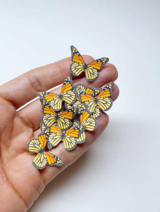 Monarch cardstock butterflies - 3D Adhesive decorative butterflies - Wall art installation - monarch cutouts