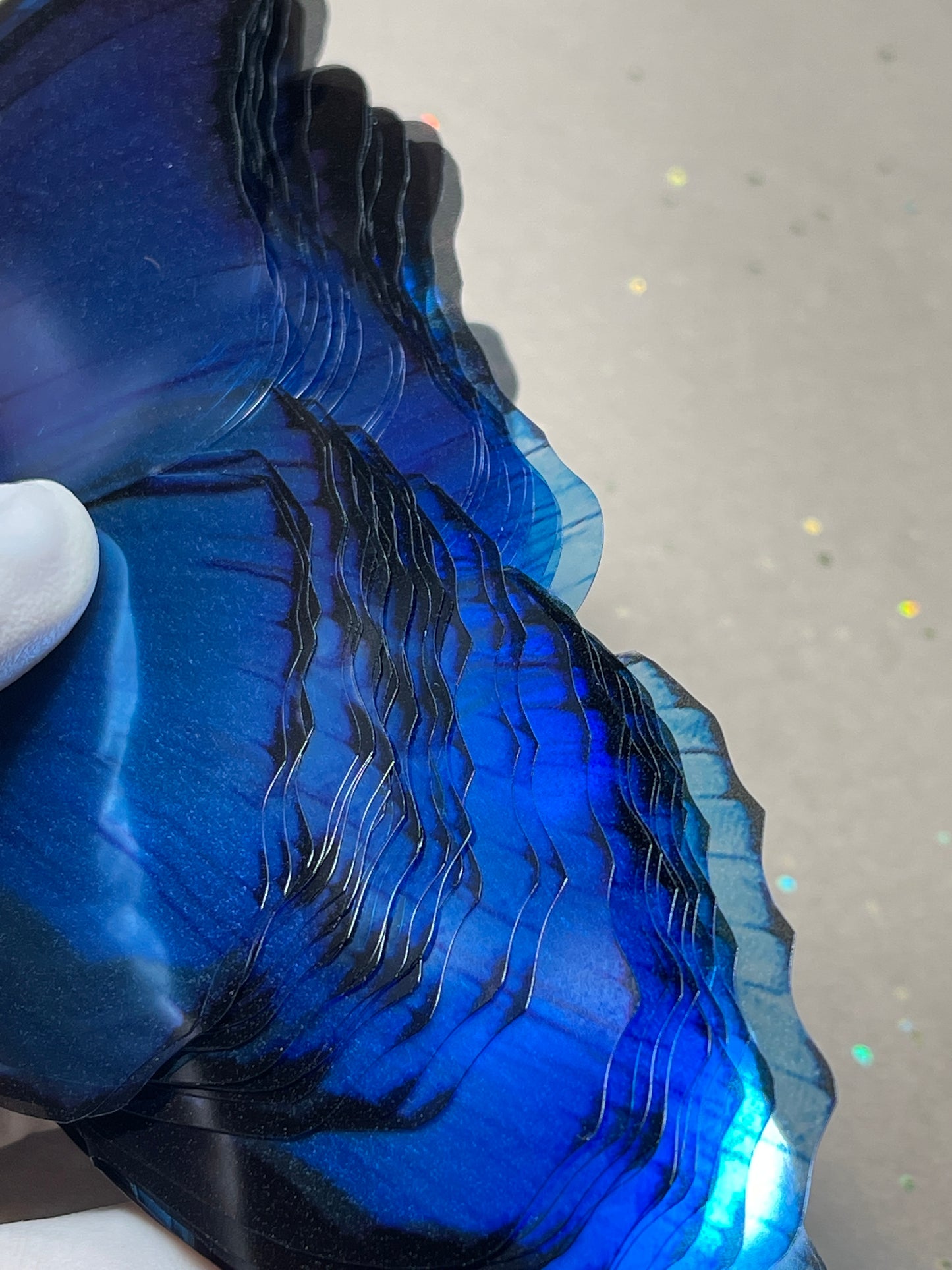 Blue rainbow butterflies| plastic transparent butterflies | 3D decorative butterflies | butterfly wall art installation