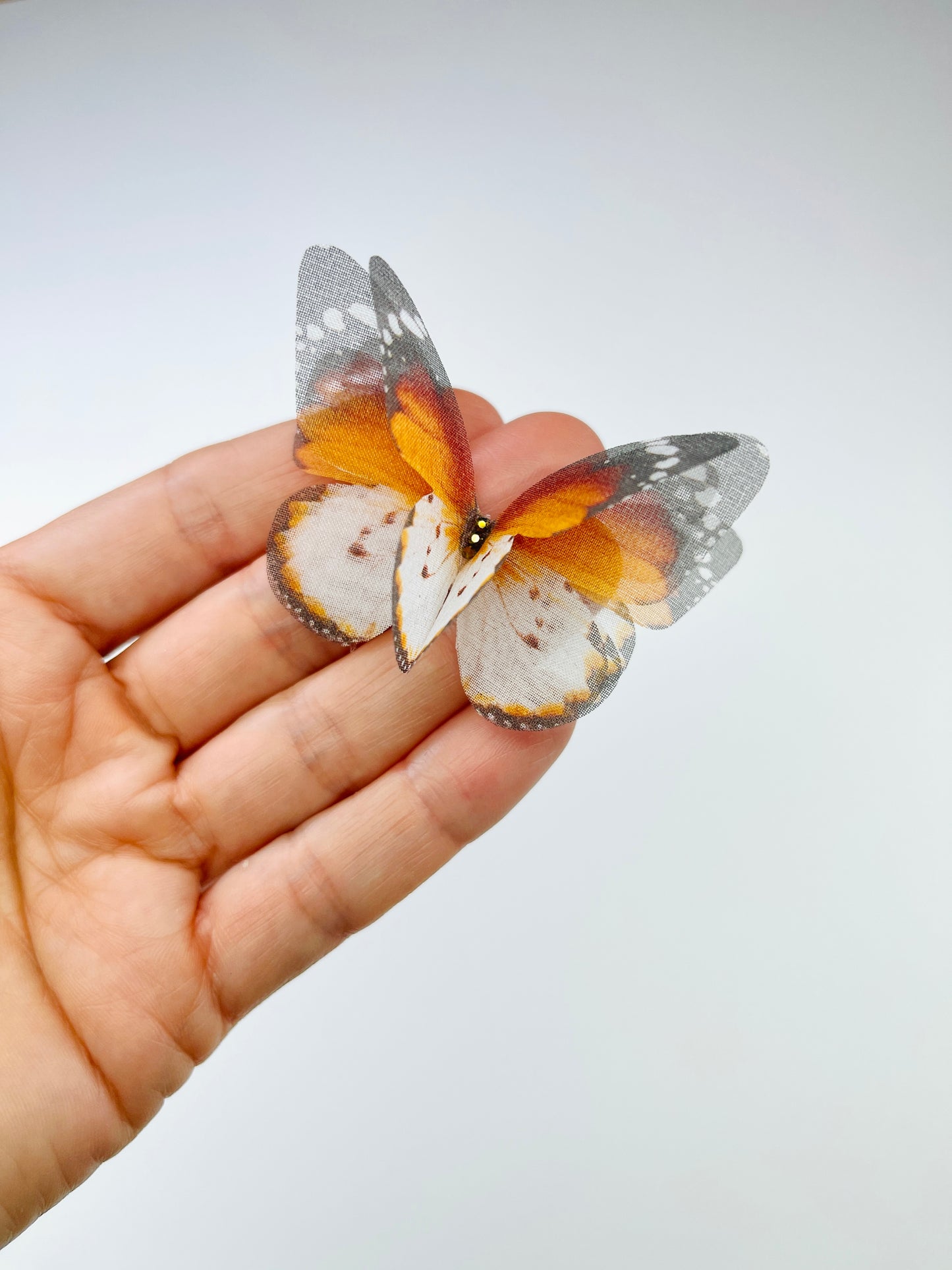 Brown & white monarch silk organza butterfly | bouquet Accent | wedding dress applique | bridal Veil, boutonniere