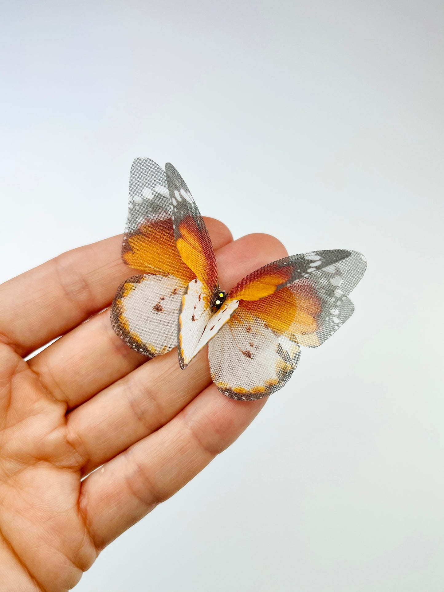 Brown & white monarch silk organza butterfly | bouquet Accent | wedding dress applique | bridal Veil, boutonniere