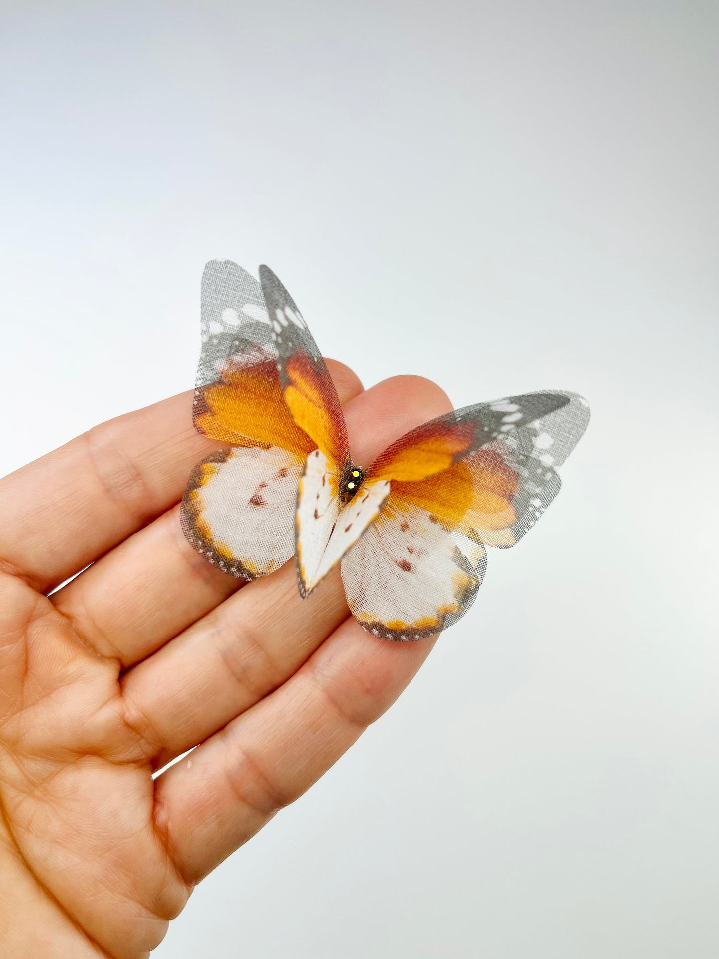 Brown & white monarch silk organza butterfly | bouquet Accent | wedding dress applique | bridal Veil, boutonniere