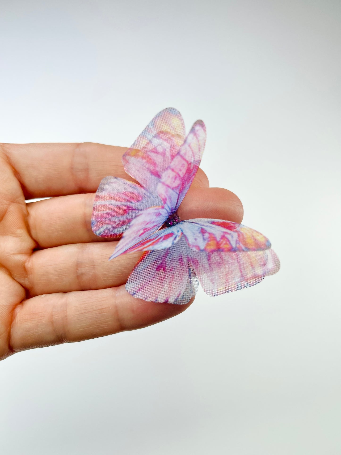 Pink unicorn silk organza butterfly | wedding bouquet | wedding dress applique | bridal shoes accessories