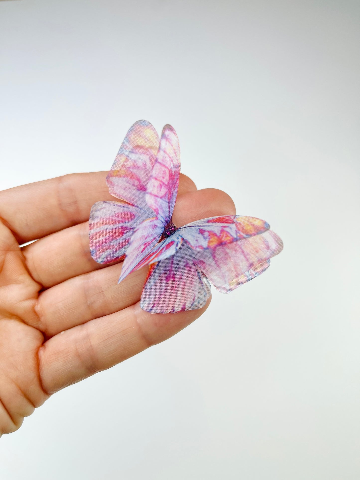 Pink unicorn silk organza butterfly | wedding bouquet | wedding dress applique | bridal shoes accessories