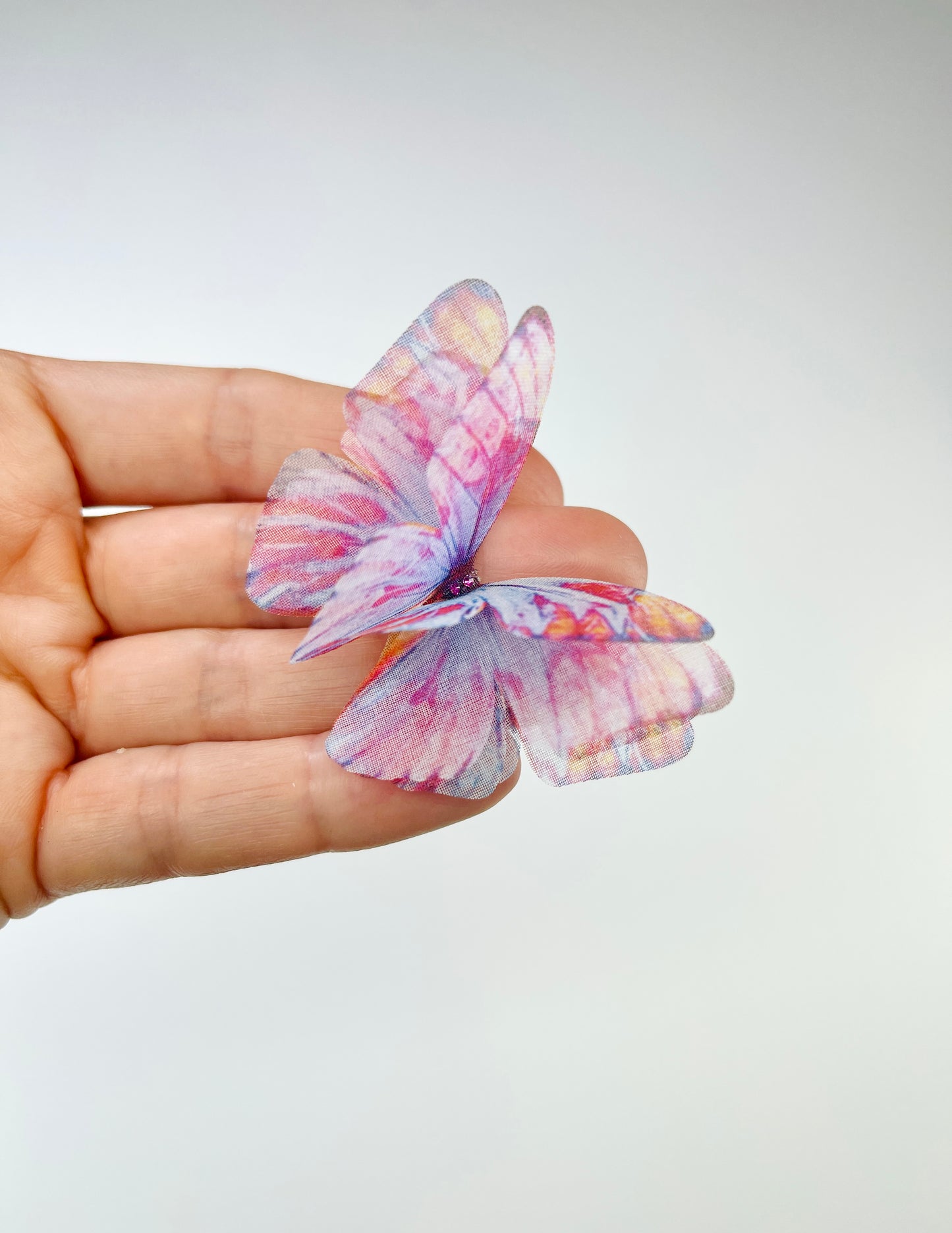 Pink unicorn silk organza butterfly | wedding bouquet | wedding dress applique | bridal shoes accessories