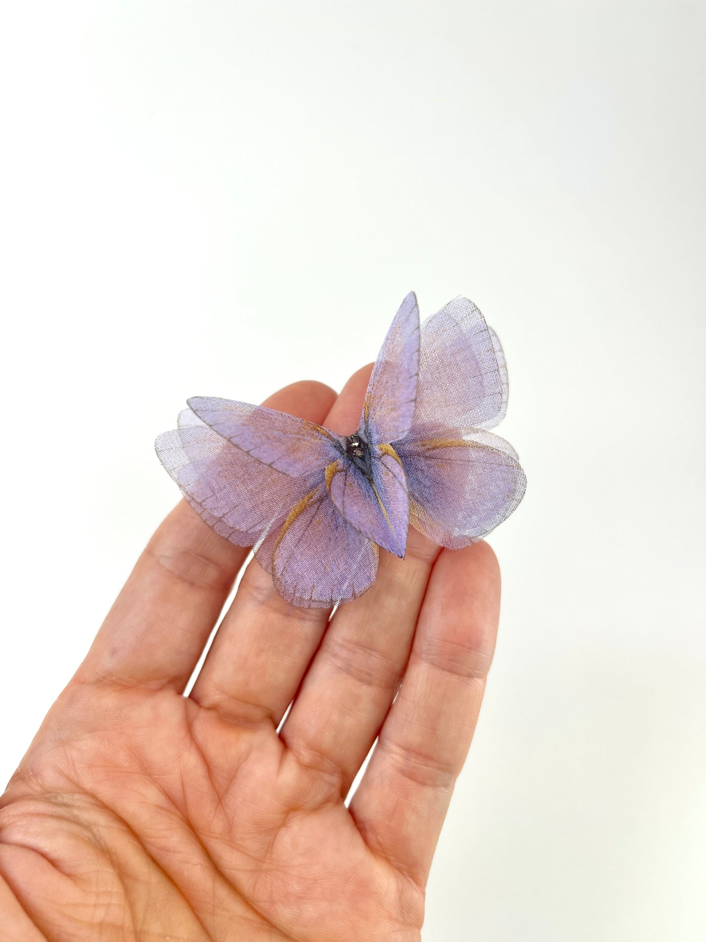 Blush lavender silk organza butterfly | wedding bouquet | soft lavender silk accessory | bridal hair butterfly pins