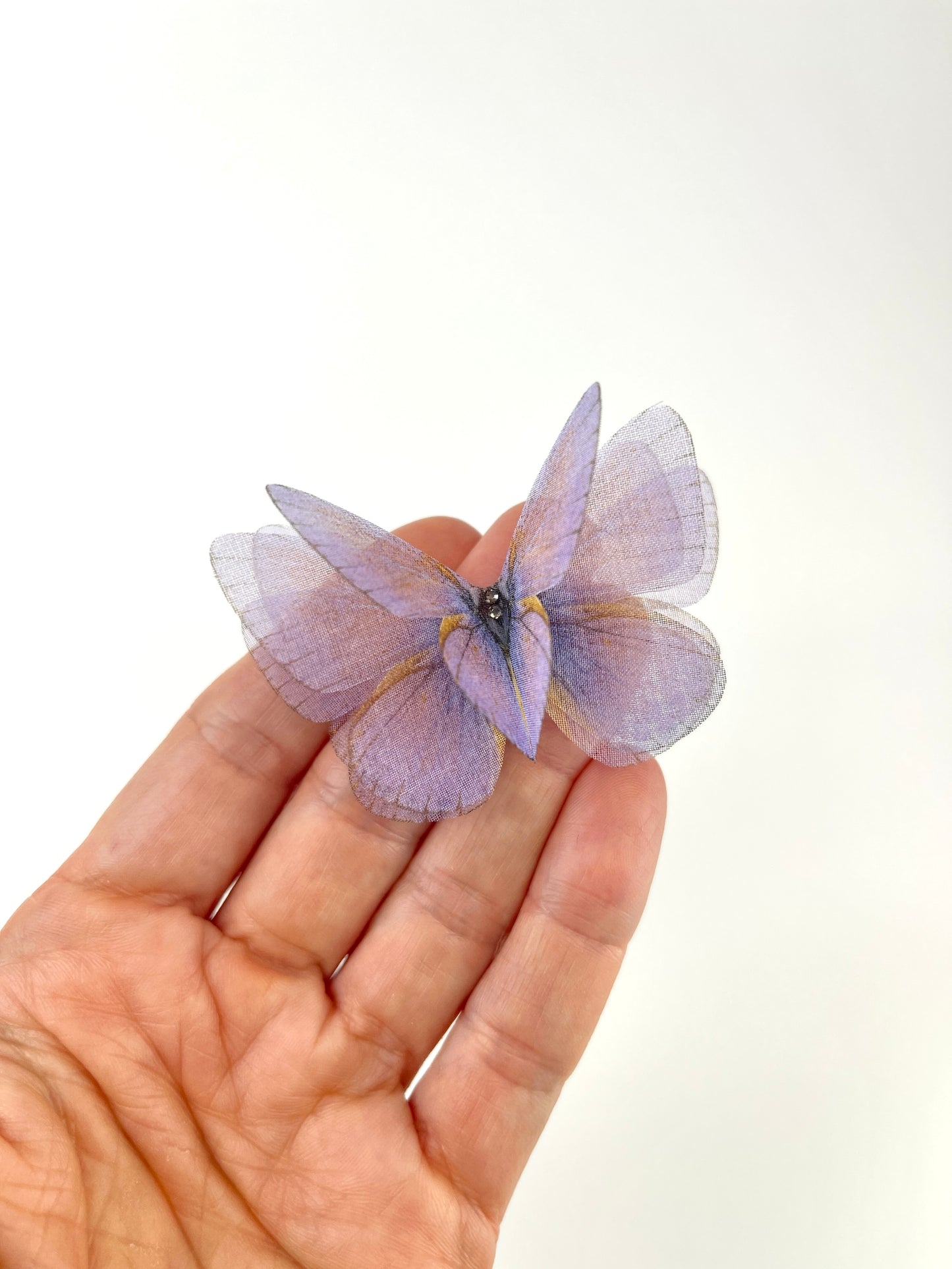 Blush lavender silk organza butterfly | wedding bouquet | soft lavender silk accessory | bridal hair butterfly pins
