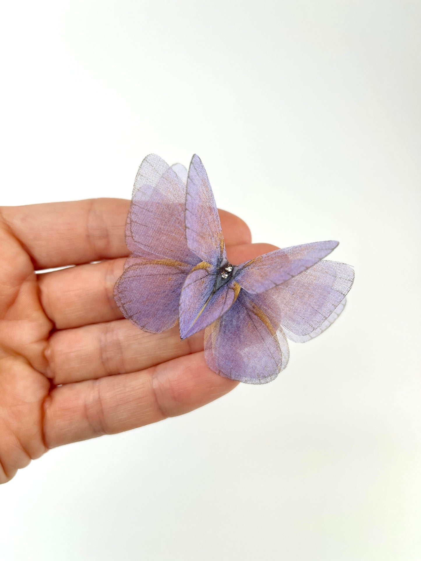 Blush lavender silk organza butterfly | wedding bouquet | soft lavender silk accessory | bridal hair butterfly pins