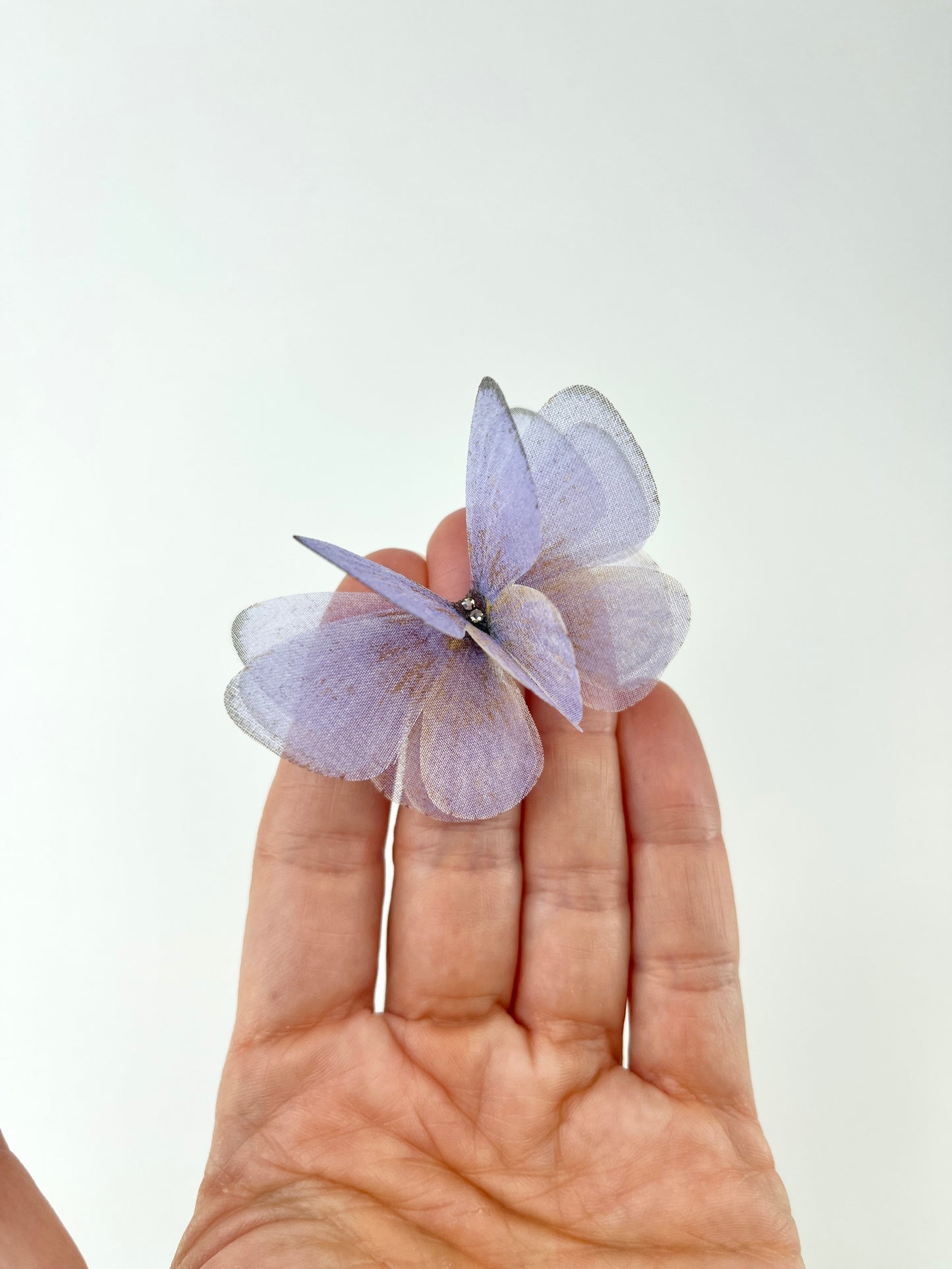 Lavender mist silk organza butterfly | wedding bouquet | pure silk 3D Fabric appliqué | bridal shoes accessories