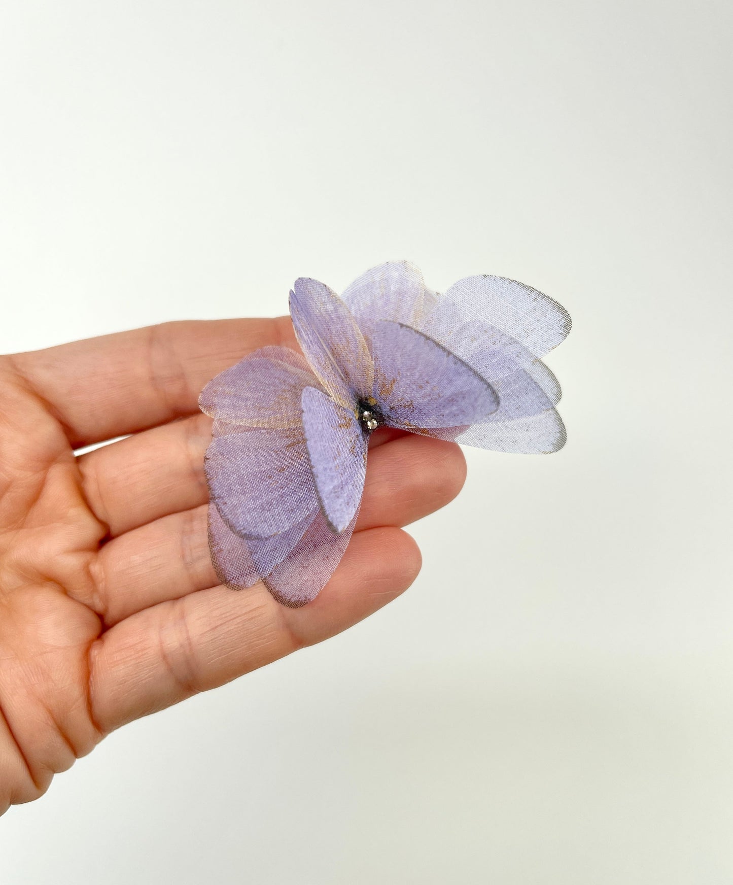 Lavender mist silk organza butterfly | wedding bouquet | pure silk 3D Fabric appliqué | bridal shoes accessories