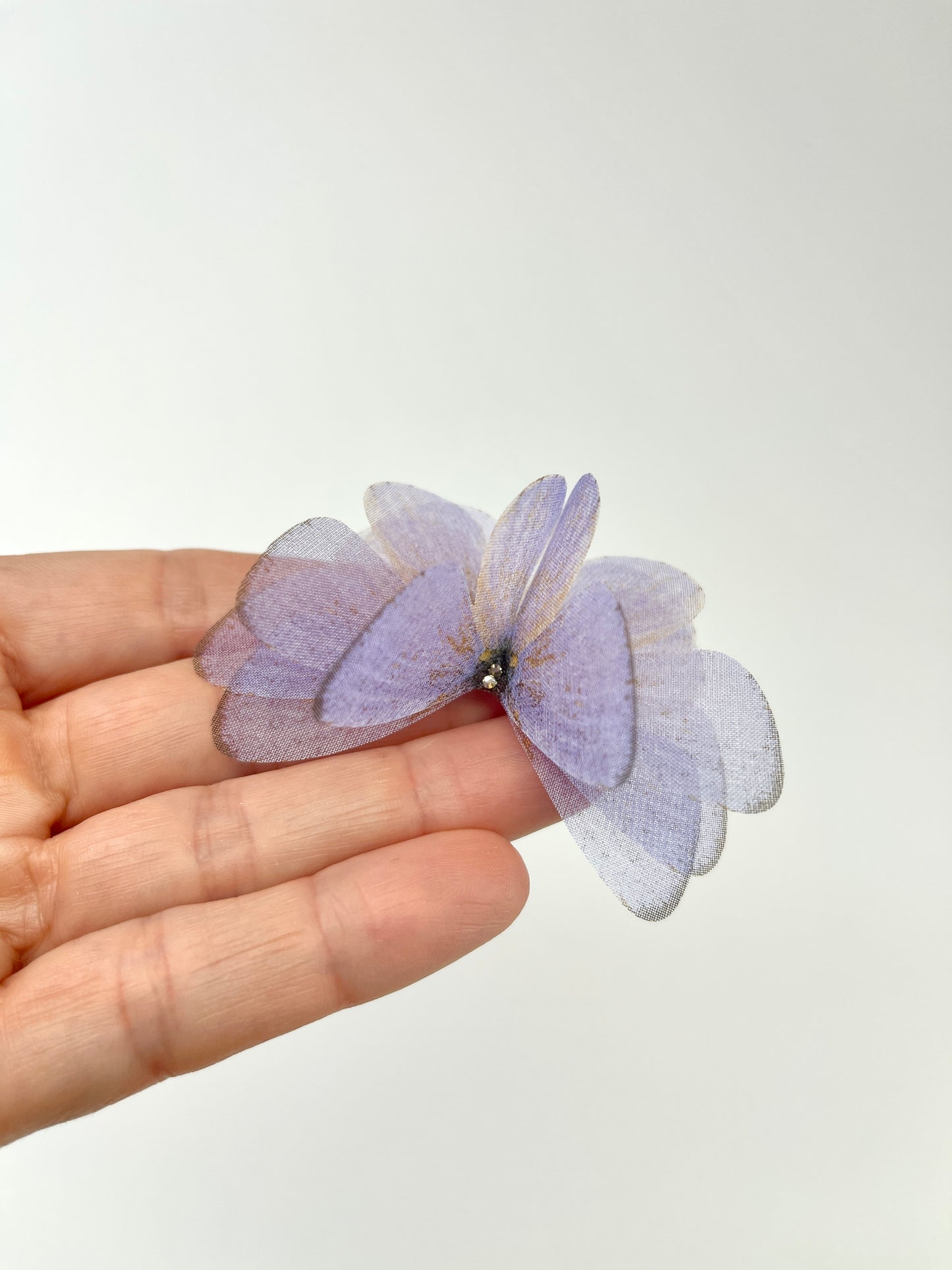 Lavender mist silk organza butterfly | wedding bouquet | pure silk 3D Fabric appliqué | bridal shoes accessories