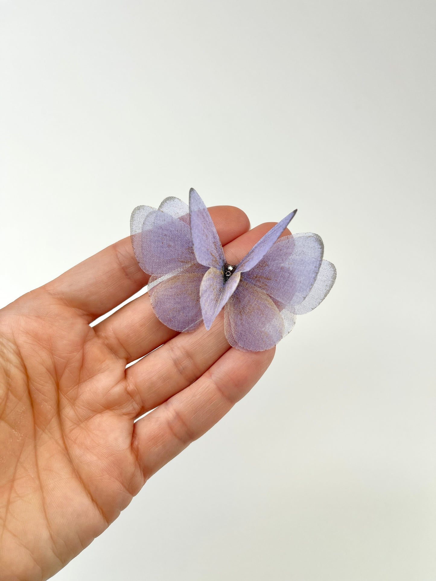 Lavender mist silk organza butterfly | wedding bouquet | pure silk 3D Fabric appliqué | bridal shoes accessories