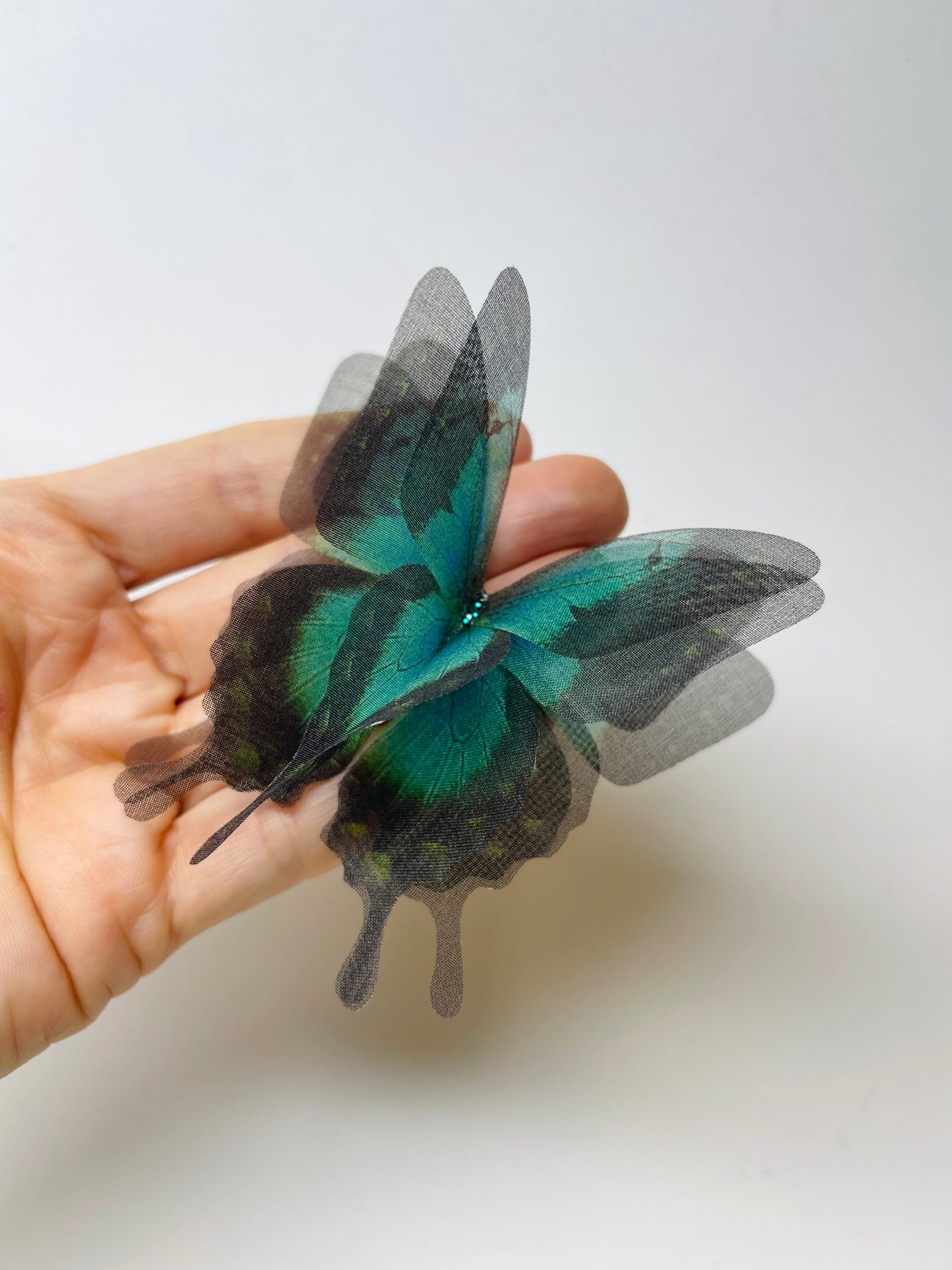Emerald green silk organza butterfly | bouquet Accent | wedding dress applique | bridal veil, boutonniere (Copy)