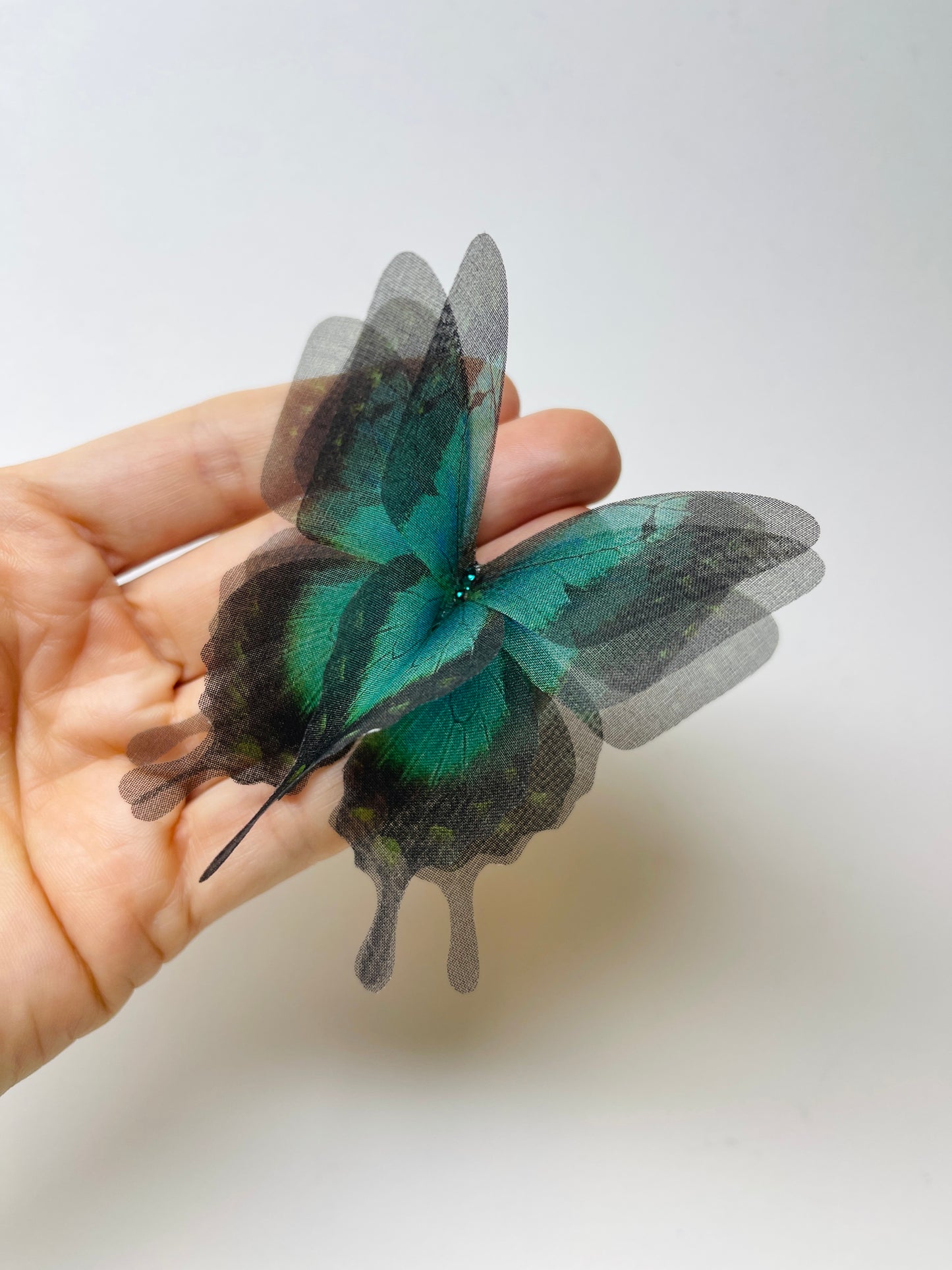 Emerald green silk organza butterfly | bouquet Accent | wedding dress applique | bridal veil, boutonniere (Copy)