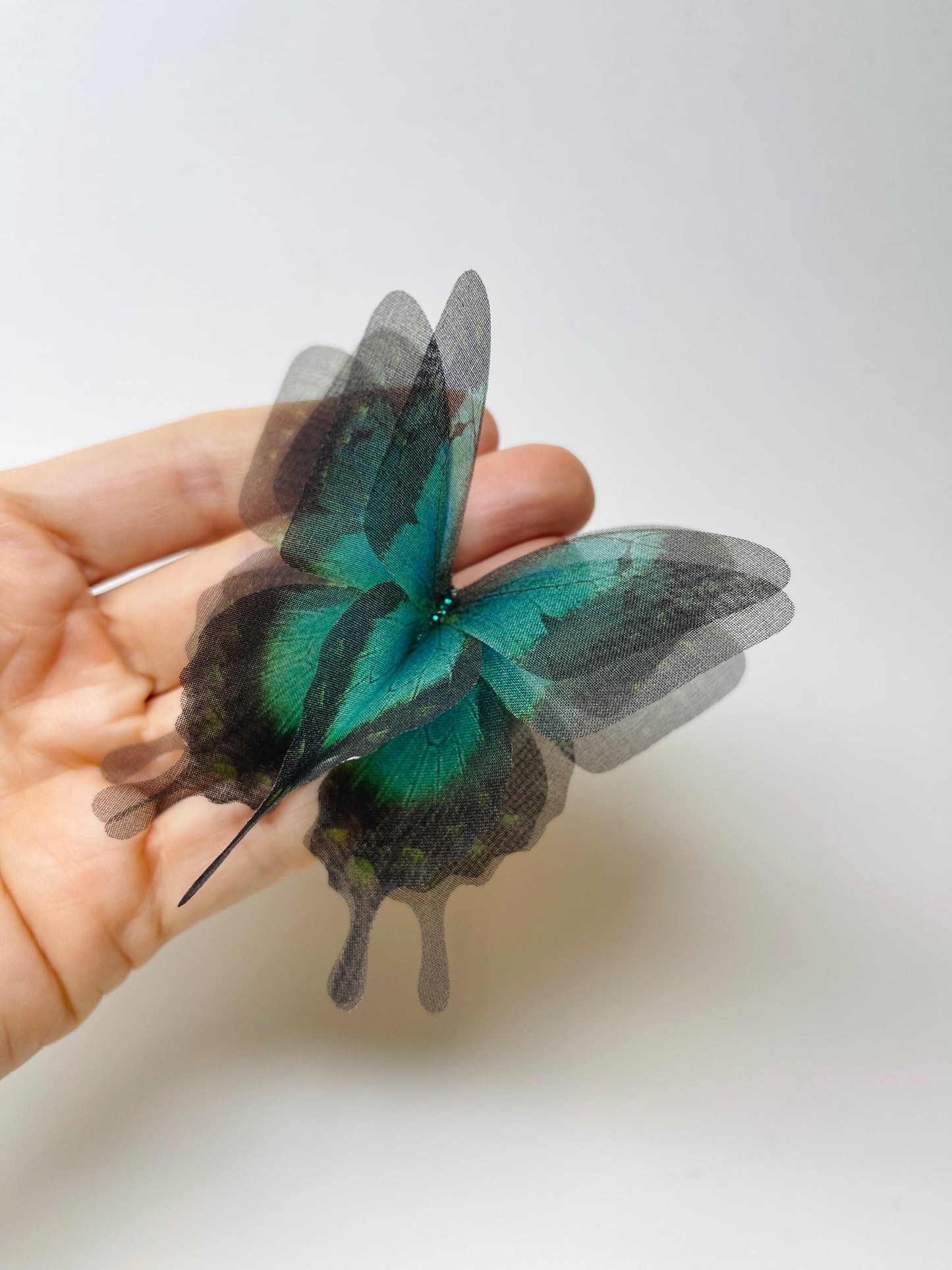 Emerald green silk organza butterfly | bouquet Accent | wedding dress applique | bridal veil, boutonniere (Copy)