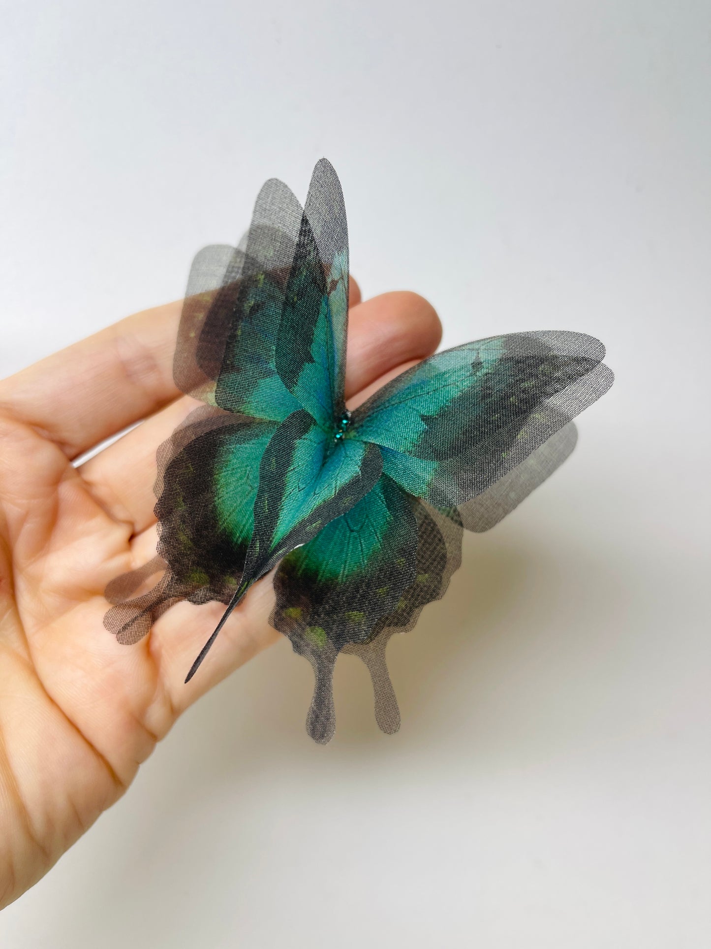Emerald green silk organza butterfly | bouquet Accent | wedding dress applique | bridal veil, boutonniere (Copy)