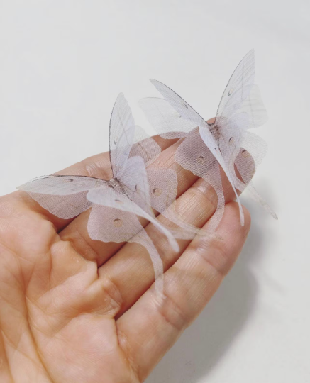 Silk white Moon organza butterfly | bridal bouquet | fine bridal hair pin accessories | wedding dress
