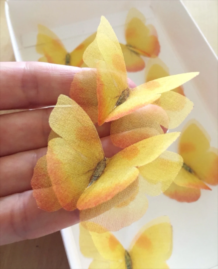 Yellowstone silk organza butterfly | bridal bouquet | wedding hair accessories