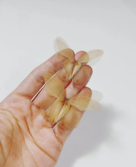 Beige silk organza butterfly | wedding dress | bridal accessories | bridal veil hair pins