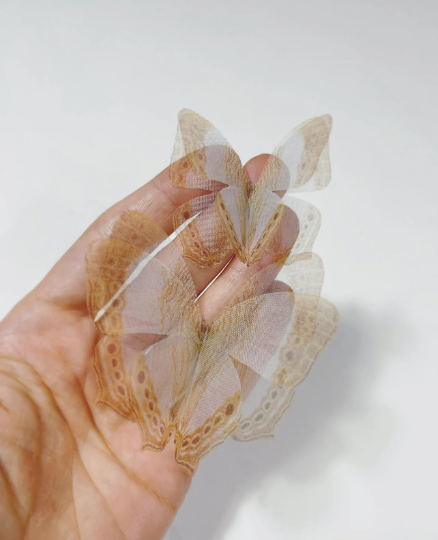 Beige and white silk organza butterfly | wedding veil | bridesmaid accessories | bridal veil hair pins