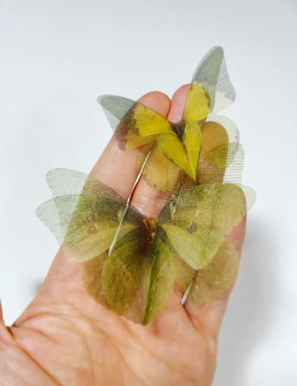 Spring greens silk organza butterfly | wedding veil | wedding dress applique | wedding invitations