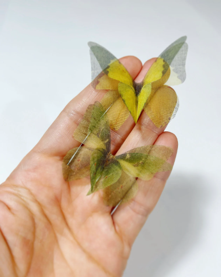 Spring greens silk organza butterfly | wedding veil | wedding dress applique | wedding invitations