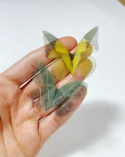 Spring greens silk organza butterfly | wedding veil | wedding dress applique | wedding invitations