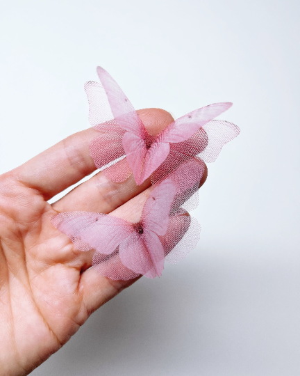 Blush and Pastel pink silk organza butterfly | wedding bouquet | wedding favors | bridal shoes applique