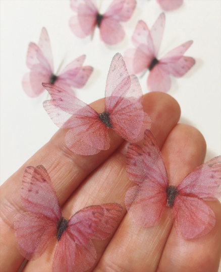 pink silk organza butterflies