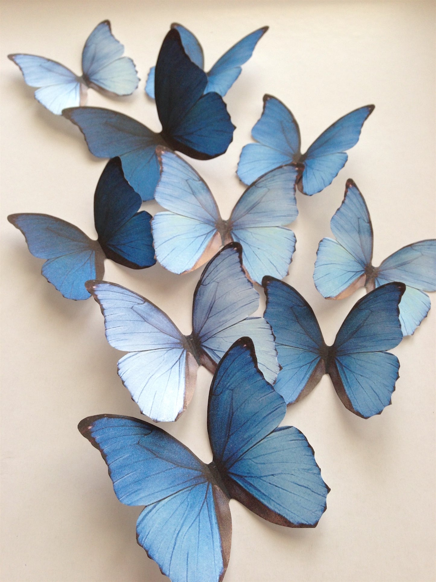 Blue rainbow decorative butterflies - Cardstock butterflies - 3D Butterfly art installation - Cutouts